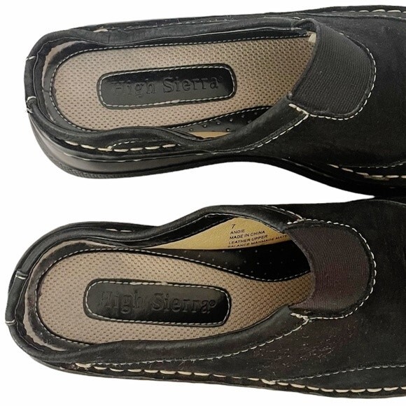 High Sierra Andie Black Suede Clog Mule With Contrast Stitching Women’s Size 7 - Picture 9 of 12